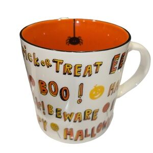 2007 Starbucks Halloween Trick or Treat, Eek, Boo 16‎ oz Orange White Coffee Mug